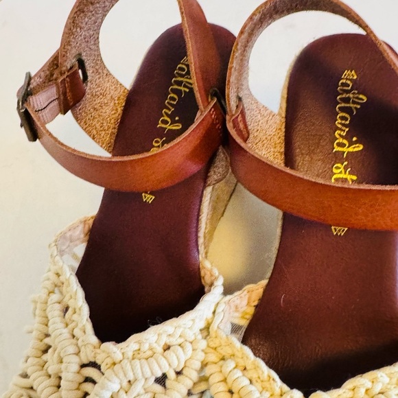 Cream and Brown Woven Wedge Sandals - Picture 7 of 11